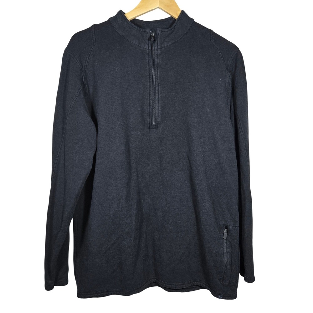 Tasc Performance Mens Black‎ Bamboo Organic Cotton 1/4 Zip Pullover Size L FA21